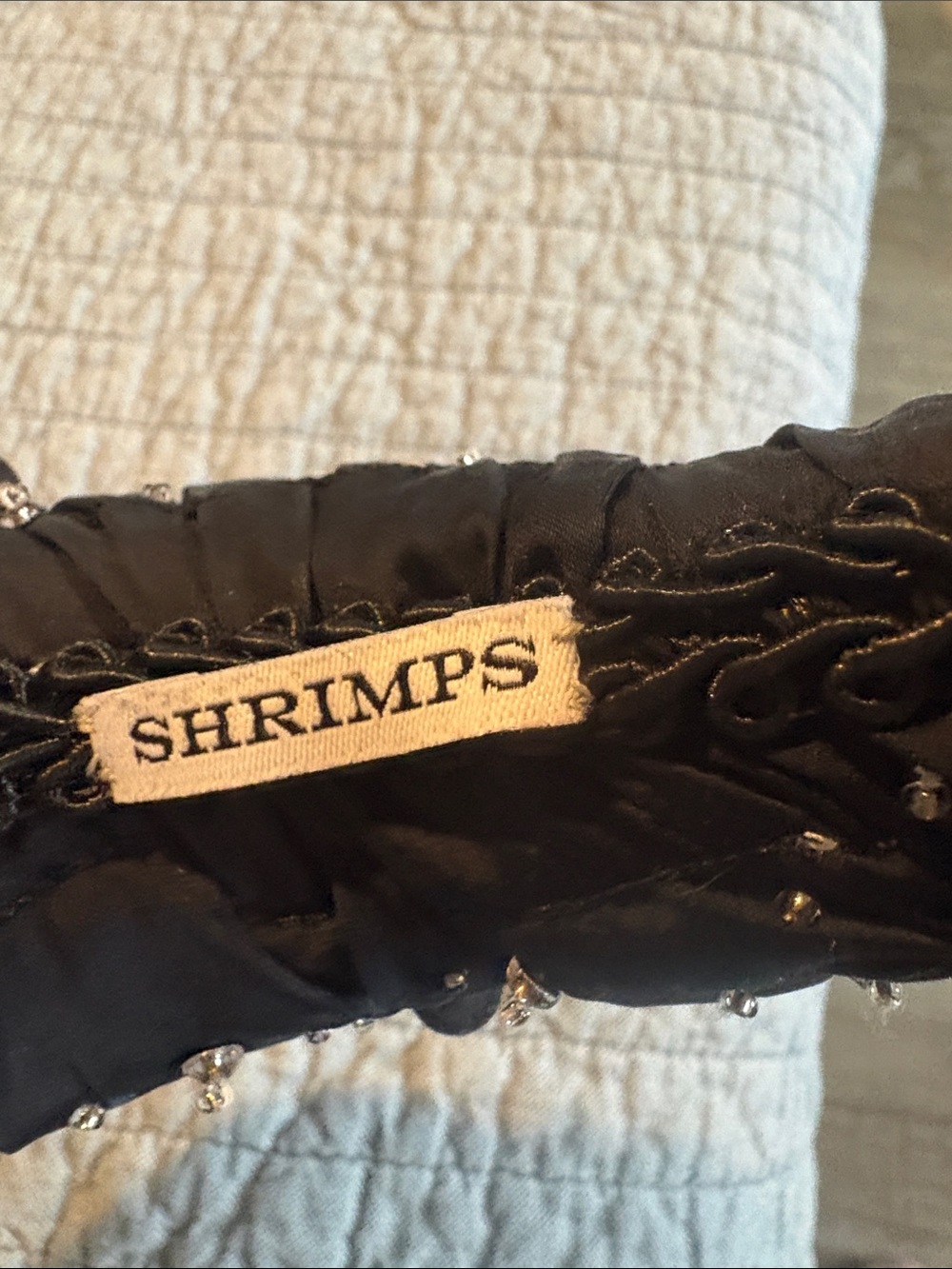 Shrimps Black Padded Headband with Crystal and Bead Embellishments - Picture 2 of 5